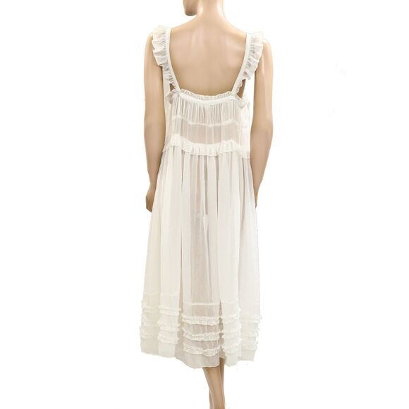 Intimately Free People Moon Phase Midi Slip Dress Ruffle Swingy Sheer M 277737 - Picture 7 of 9